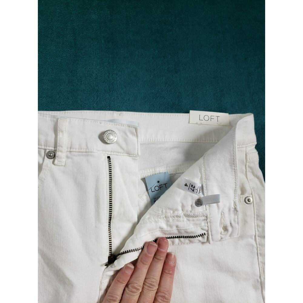 Loft Jeans Size 4 Petite Womens White Stretch Denim Pants Kick Crop Bootcut NWT - Picture 9 of 16